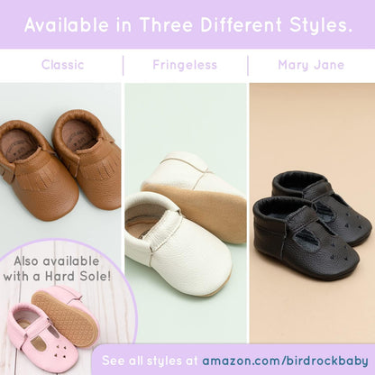 Genuine Leather Baby Girl Shoes with Soft Soles for Newborns, Infants, Babies, and Toddlers: Mary Jane Moccasins